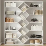 Modern Geometric Bookshelf – Scandinavian Book Rack & Display Shelf